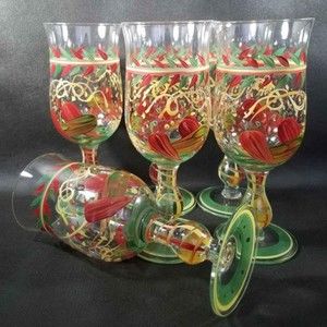 Set of 6 Hand Painted Poco Grande Piña Colada Glasses